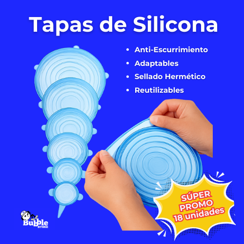 18 Tapas de Silicona Adaptables Anti-Escurrimiento